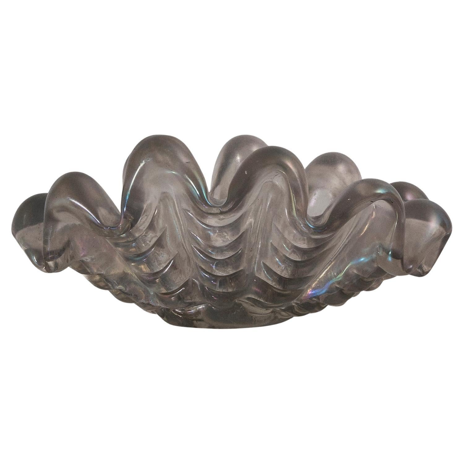 Große gerippte Muranoglasschale, Barovier&Toso, Italien