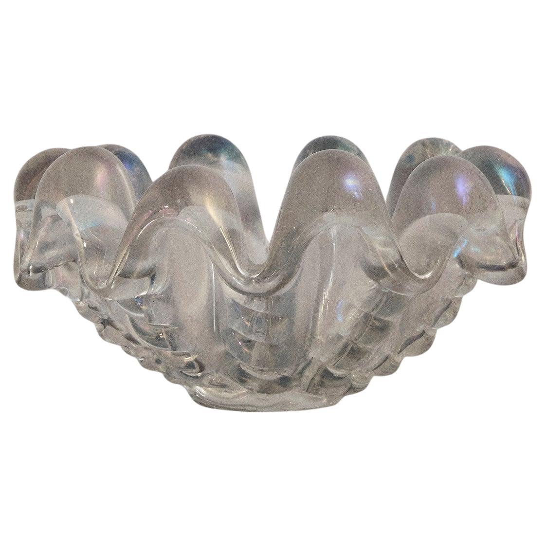 Große gerippte Muranoglasschale, Barovier&Toso, Italien