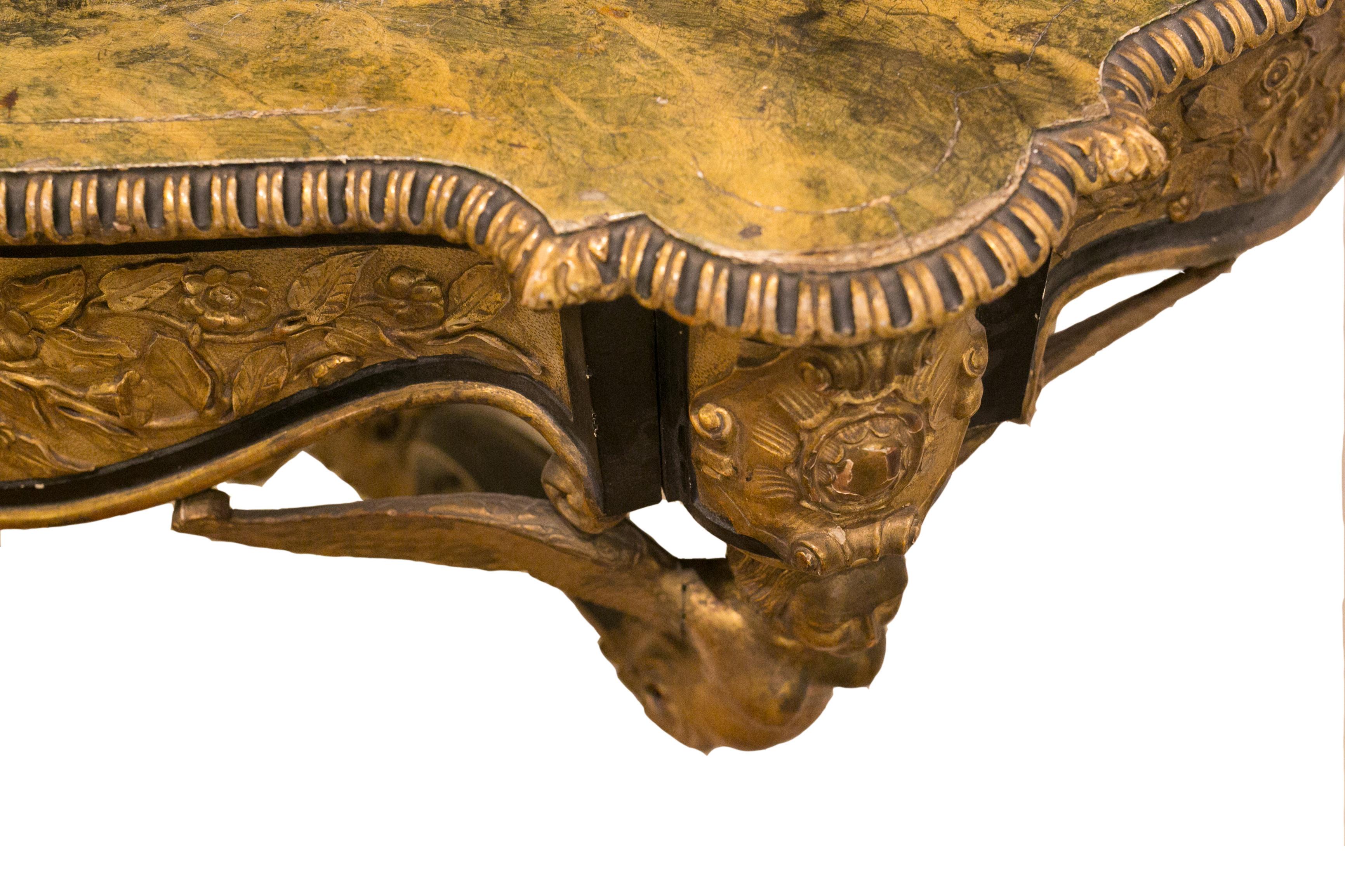 Grande table console avec miroir sculpté doré et laqué de 1800 en vente 1