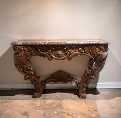 Large French Louis XV Console Table in Natural Wood, Mid-18th Century