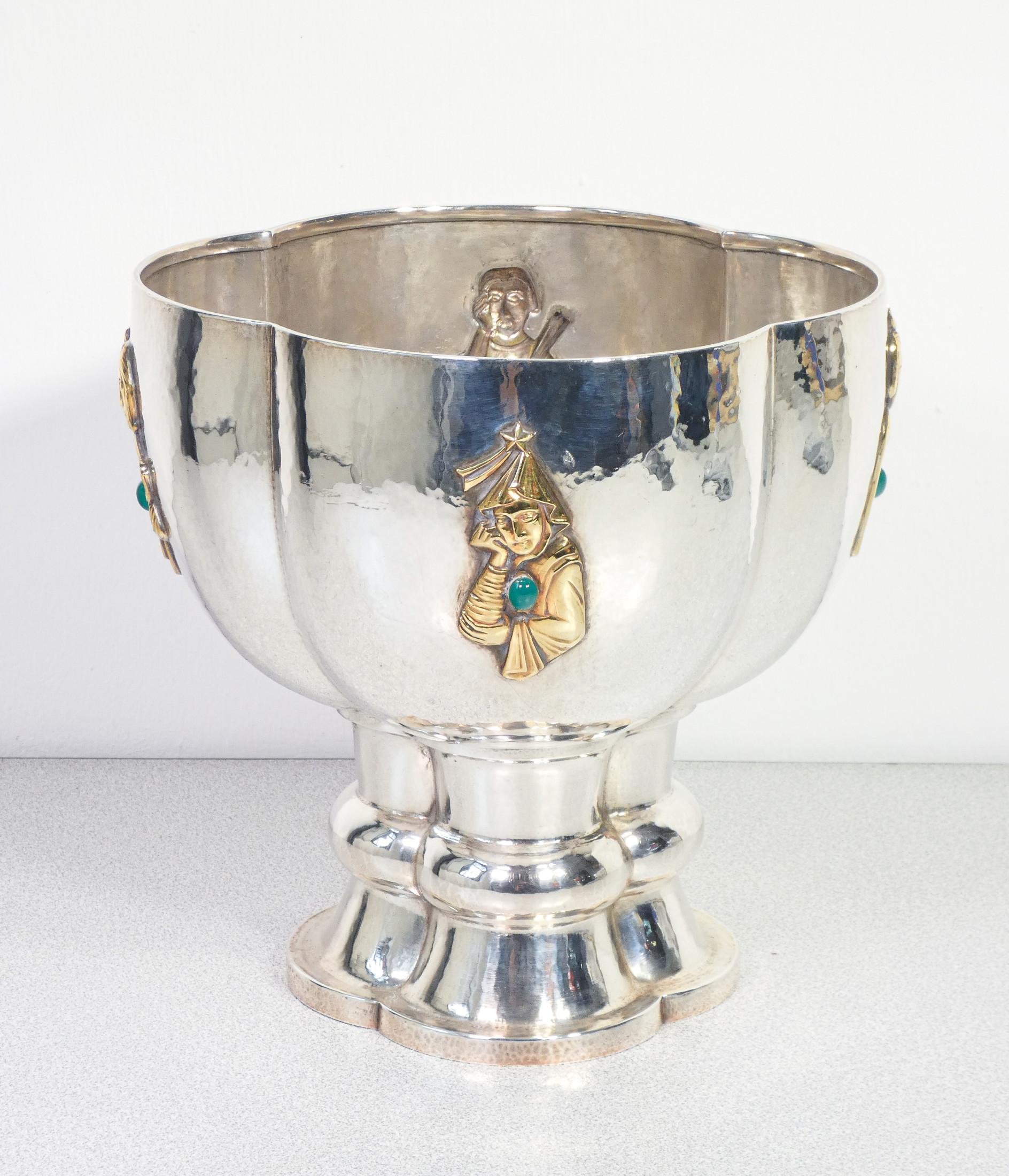 French Grande Coppa, Vaso Centrotavola in Argento 925, Francia, Novecento