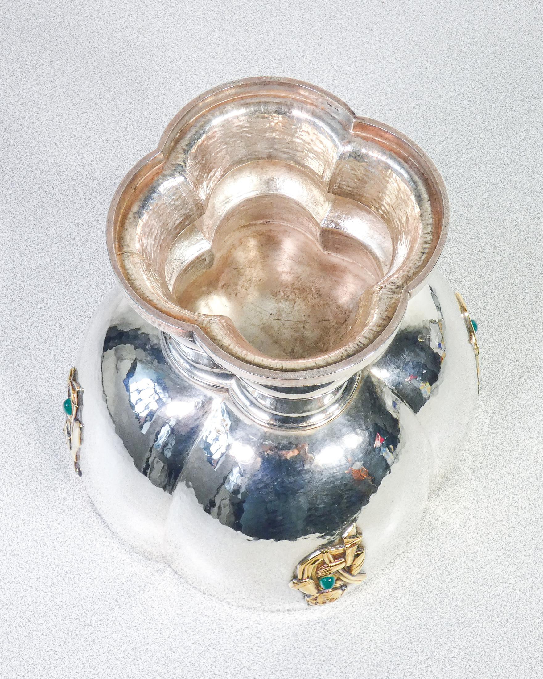 Grande Coppa, Vaso Centrotavola in Argento 925, Francia, Novecento 3