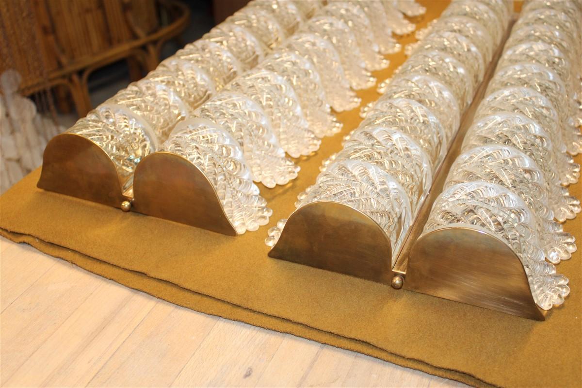 Grande Coppia di Lampade da Parete Barovier vetro di Murano e Ottone 1950 in vendita 4