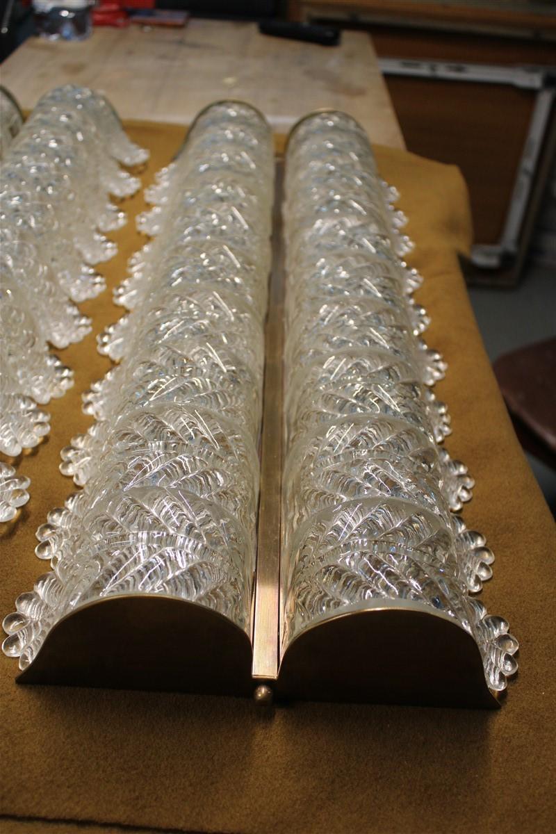 Grande Coppia di Lampade da Parete Barovier vetro di Murano e Ottone 1950 in vendita 5