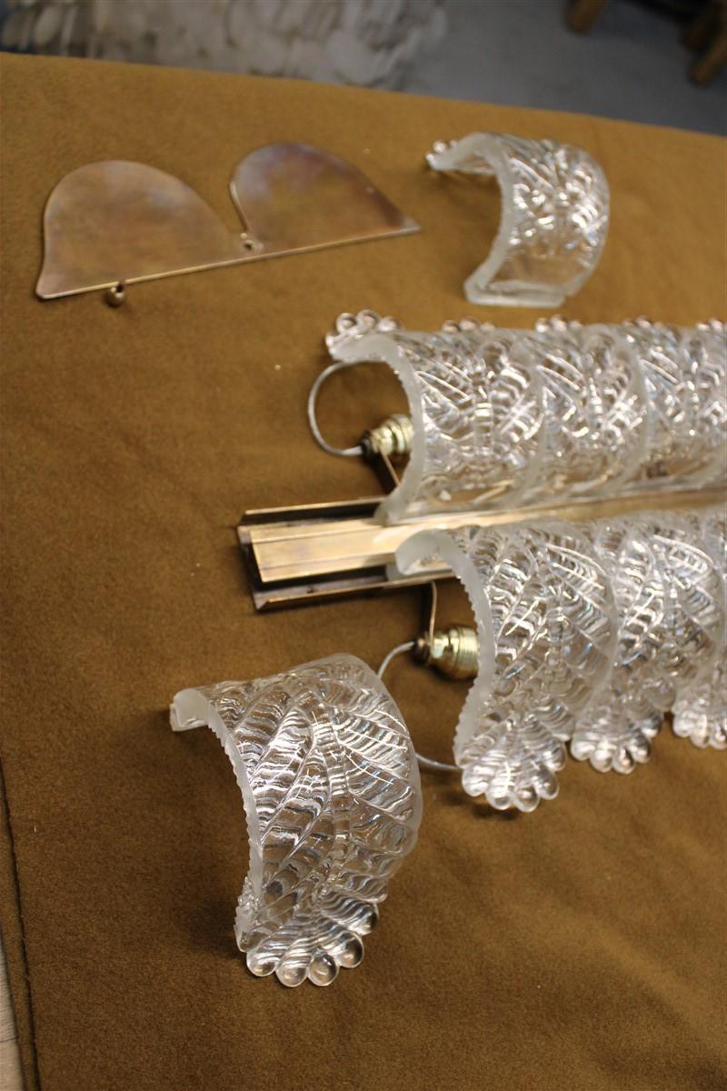 Grande Coppia di Lampade da Parete Barovier vetro di Murano e Ottone 1950 in vendita 8