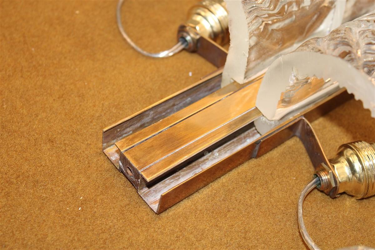 Grande Coppia di Lampade da Parete Barovier vetro di Murano e Ottone 1950 in vendita 9