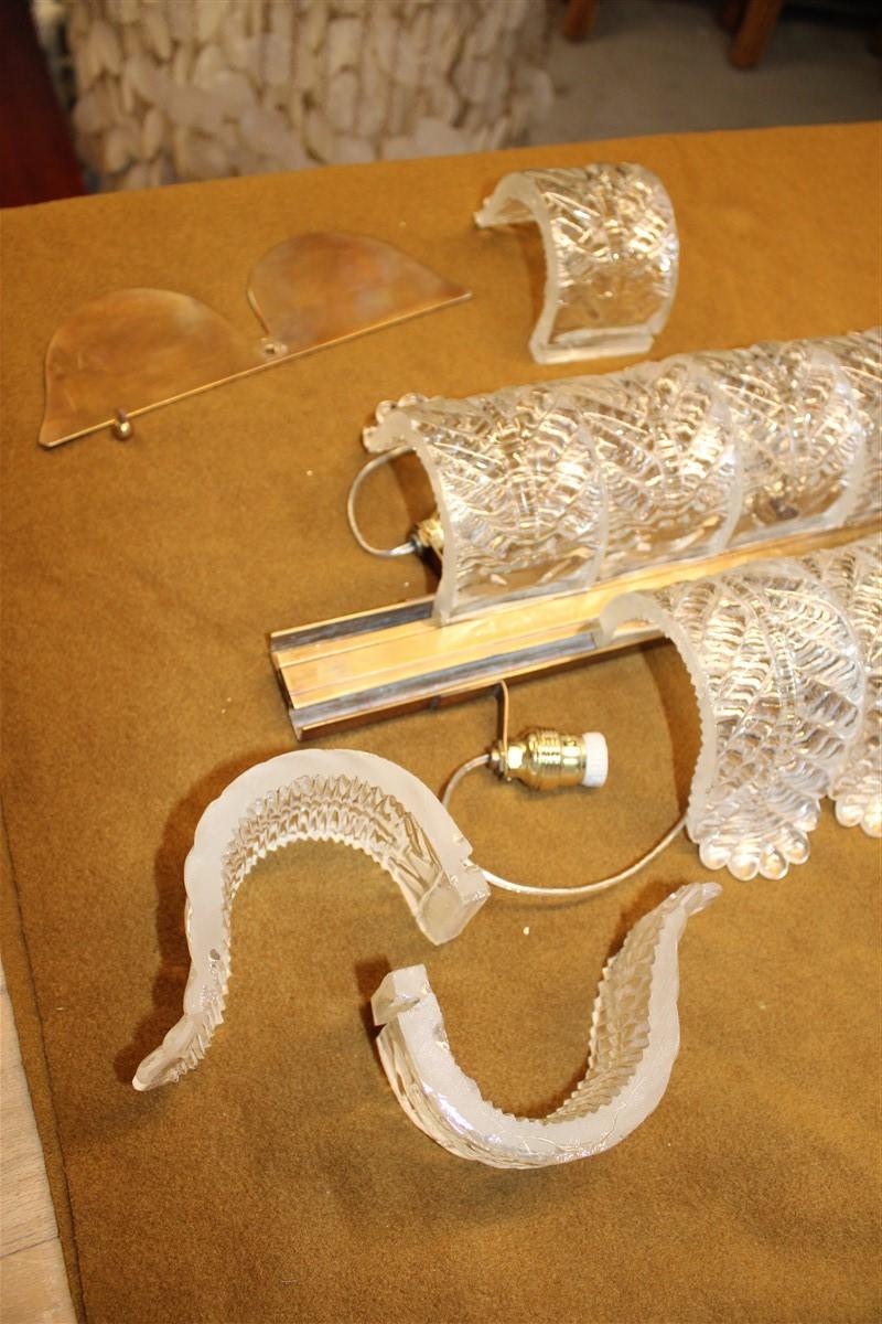 Grande Coppia di Lampade da Parete Barovier vetro di Murano e Ottone 1950 in vendita 10