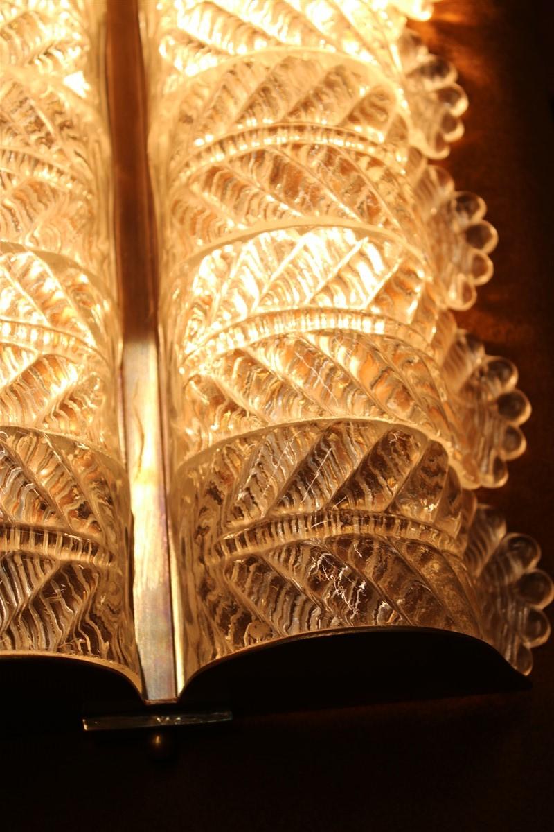 Grande Coppia di Lampade da Parete Barovier vetro di Murano e Ottone 1950 in vendita 12