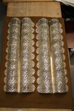 Grande Coppia di Lampade da Parete Barovier vetro di Murano e Ottone 1950