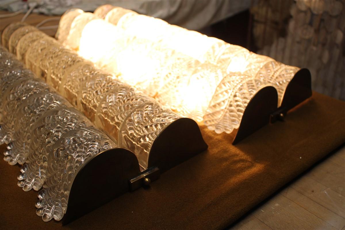 Grande Coppia di Lampade da Parete Barovier vetro di Murano e Ottone 1950 in vendita 2