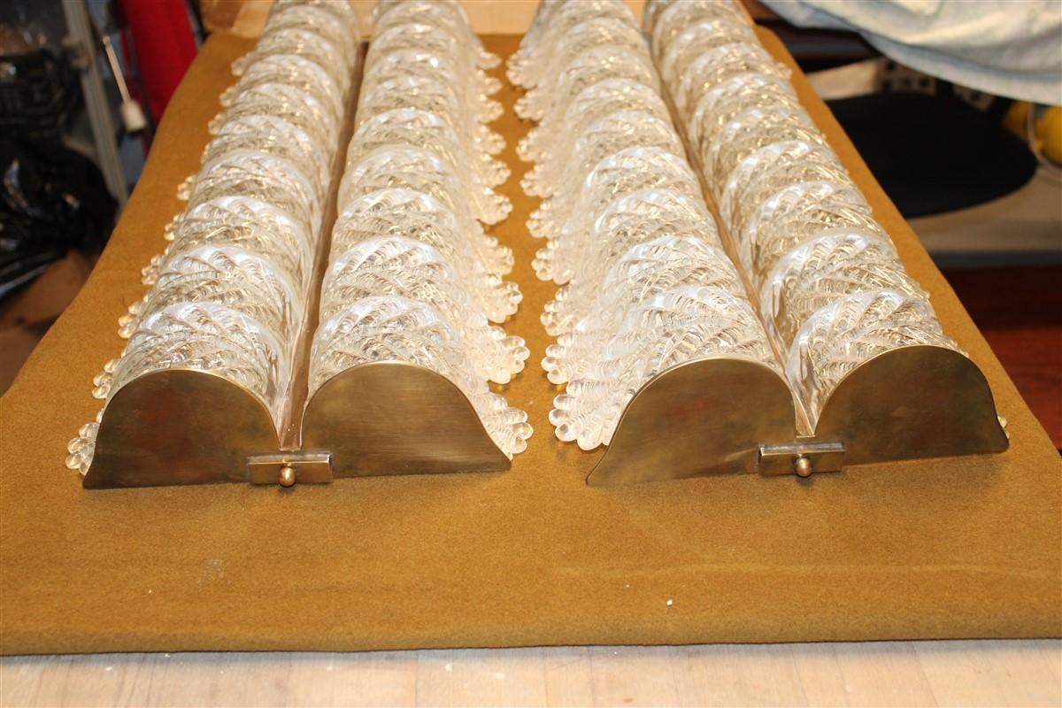 Grande Coppia di Lampade da Parete Barovier vetro di Murano e Ottone 1950 in vendita 3
