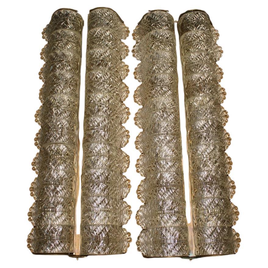 Grande Coppia di Lampade da Parete Barovier vetro di Murano e Ottone 1950 in vendita