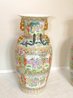 Grande Coppia di Vasi Vintage in porcellana e canton cinese, XX secolo