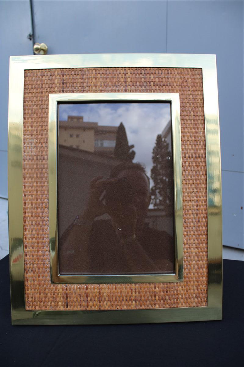 Late 20th Century Grande Cornice Per Fotografia Tommaso Barbi in Ottone e Bambù Italia 1970 in vendita