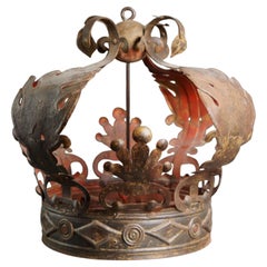 Grande couronne de lit en fer forgé baroque italien du XVIIe siècle