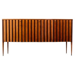 Grande Credenza by Paolo Buffa in Wood, Brass and Glass, Italy, 1950's