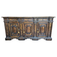 Grande credenza scantonata da sala in noce americano del 1950