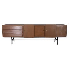 Grand buffet vintage des années 1960 en teck et laiton design italien