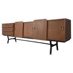 Large 1960s vintage sideboard sideboard in Teak and brass Italian design