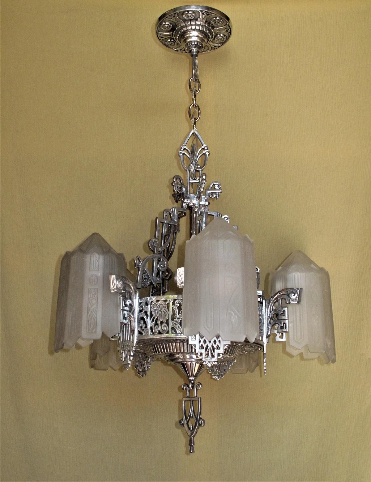 Cast Grande Dame of American Art Deco Lighting, circa 1932 For Sale