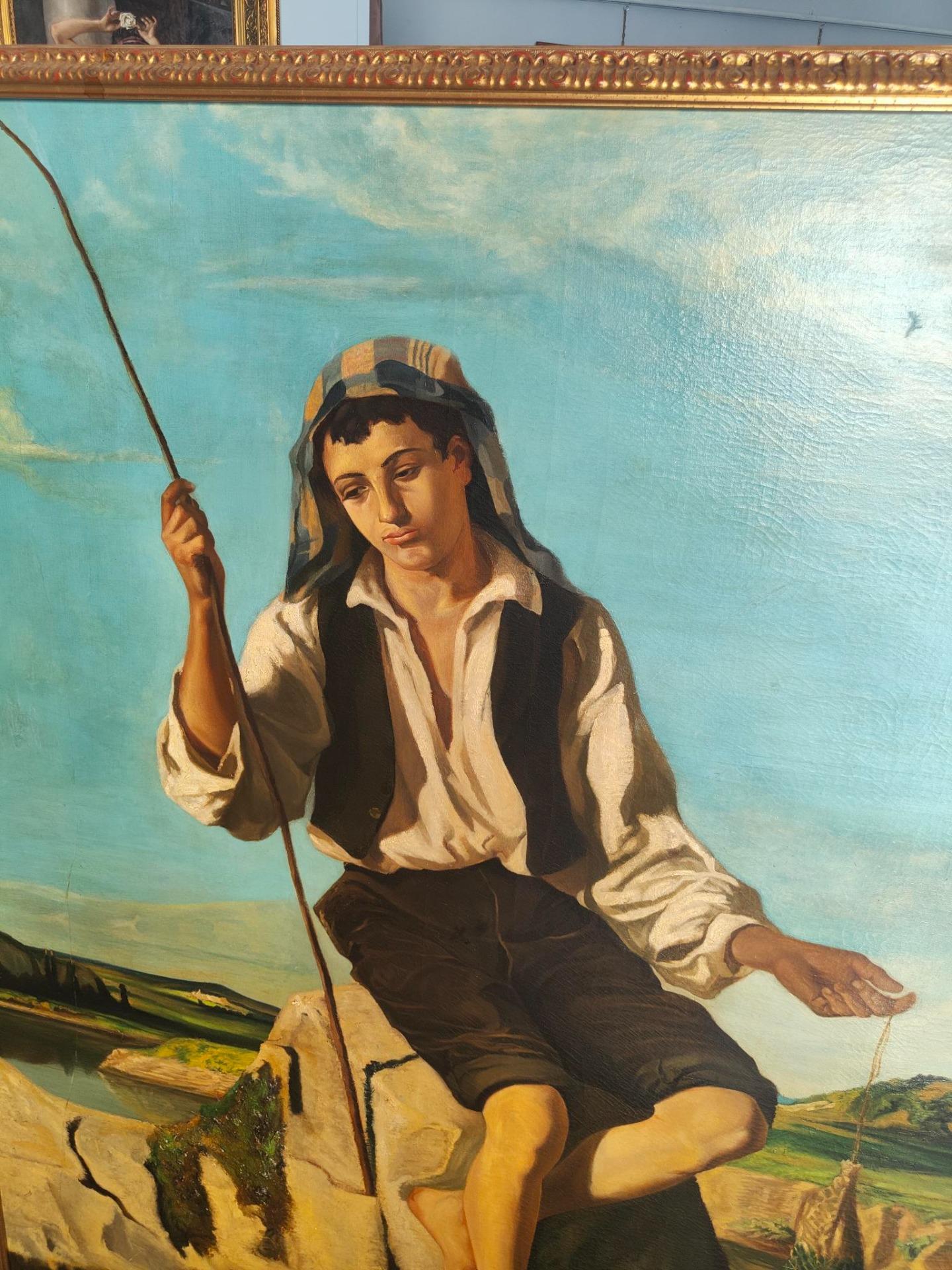 Large painting depicting fisherman, Henry Bidauld In Good Condition For Sale In Alba, IT
