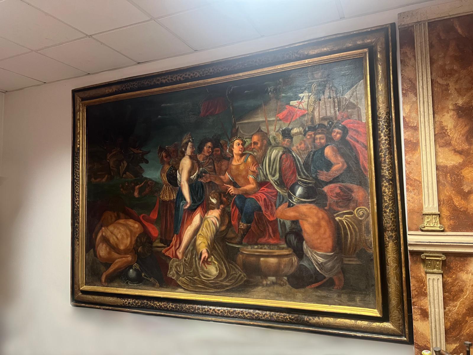 Oiled Large historical painting 18th century, Italian school For Sale