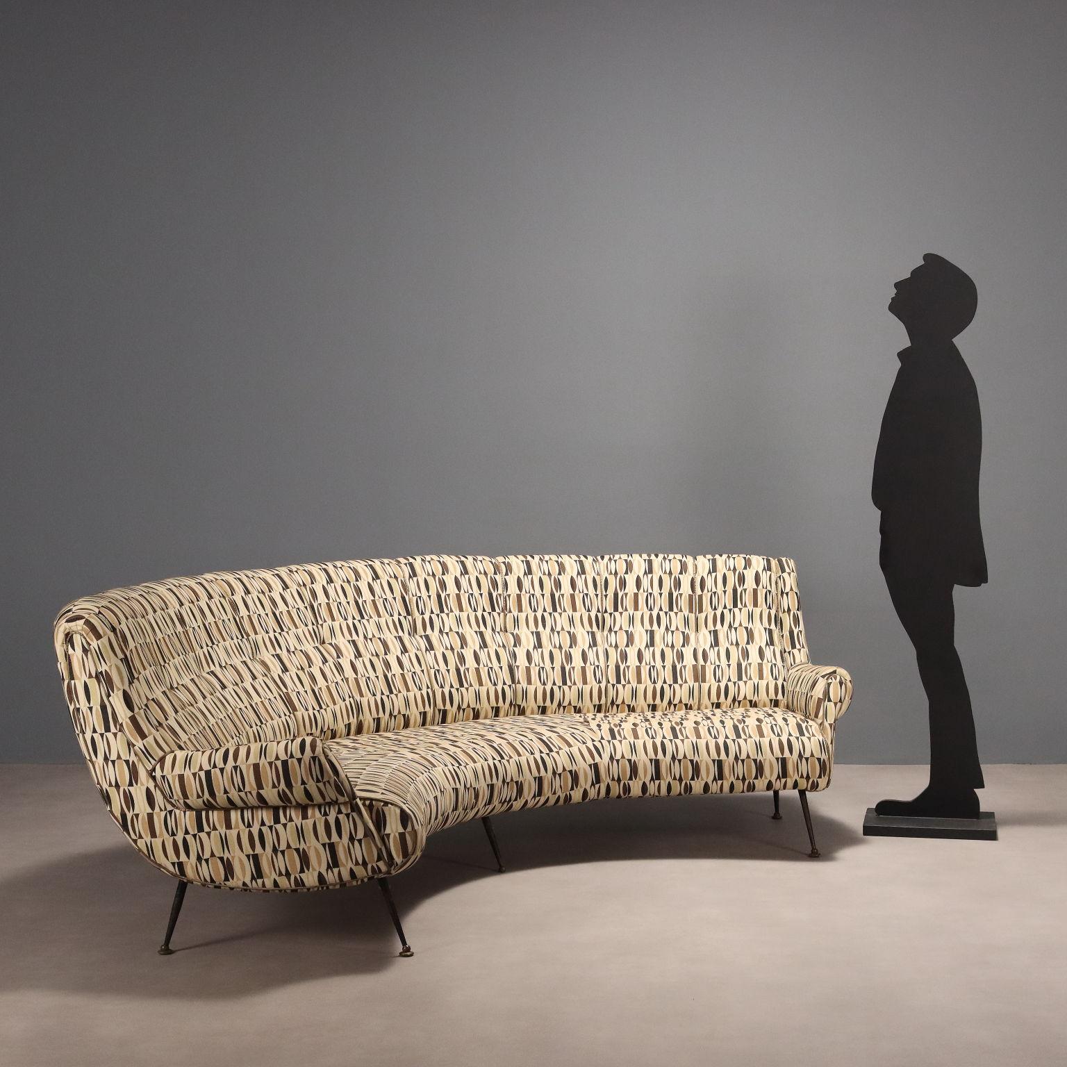 Mid-Century moderno Grande Divano Curvo Anni '50 '60 in vendita