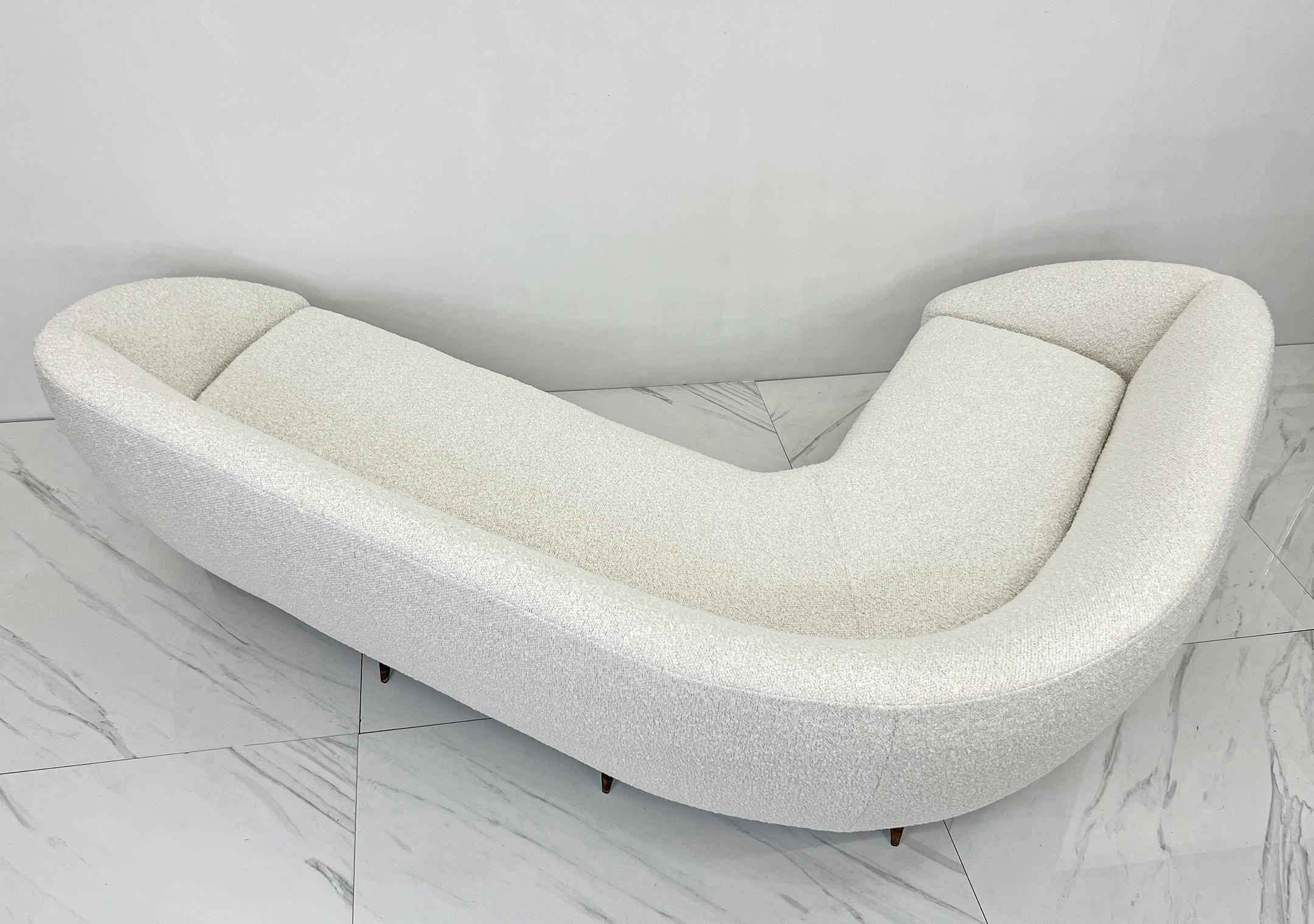 Mid-Century Modern Canapé Boomerang Grande Divano Curvo, d'après Gio Ponti, vers 1950 en vente