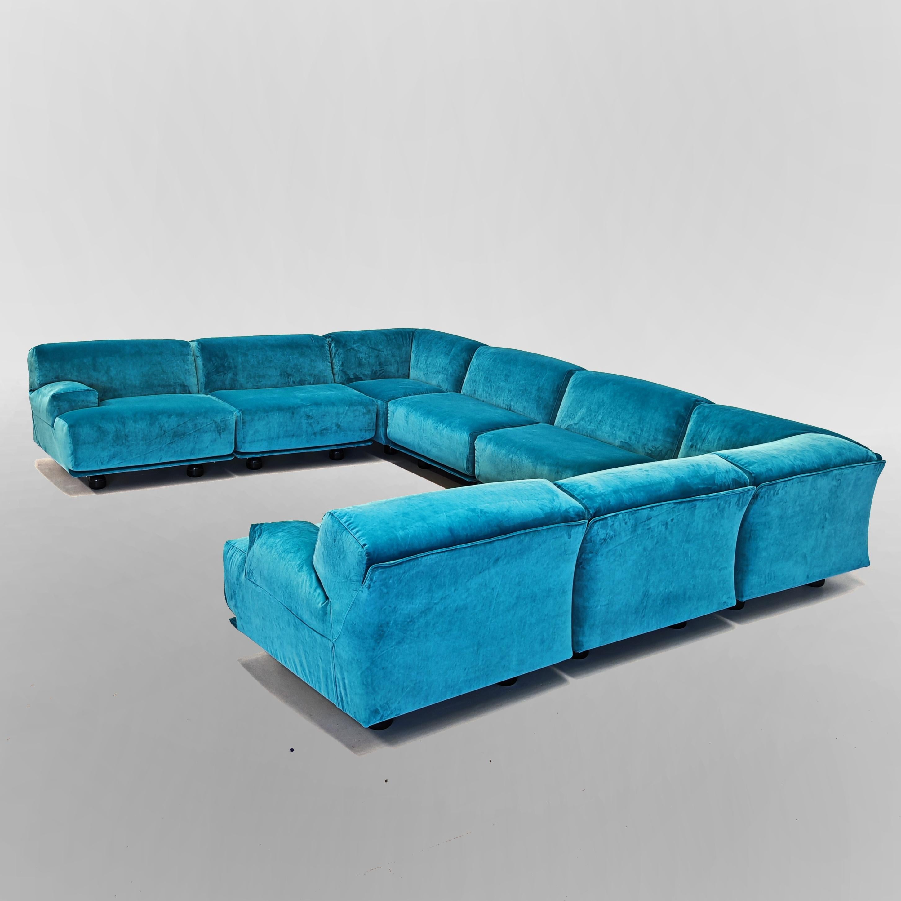Sofá modular grande azul  Cassina Fiandra - Magistretti 80s 4