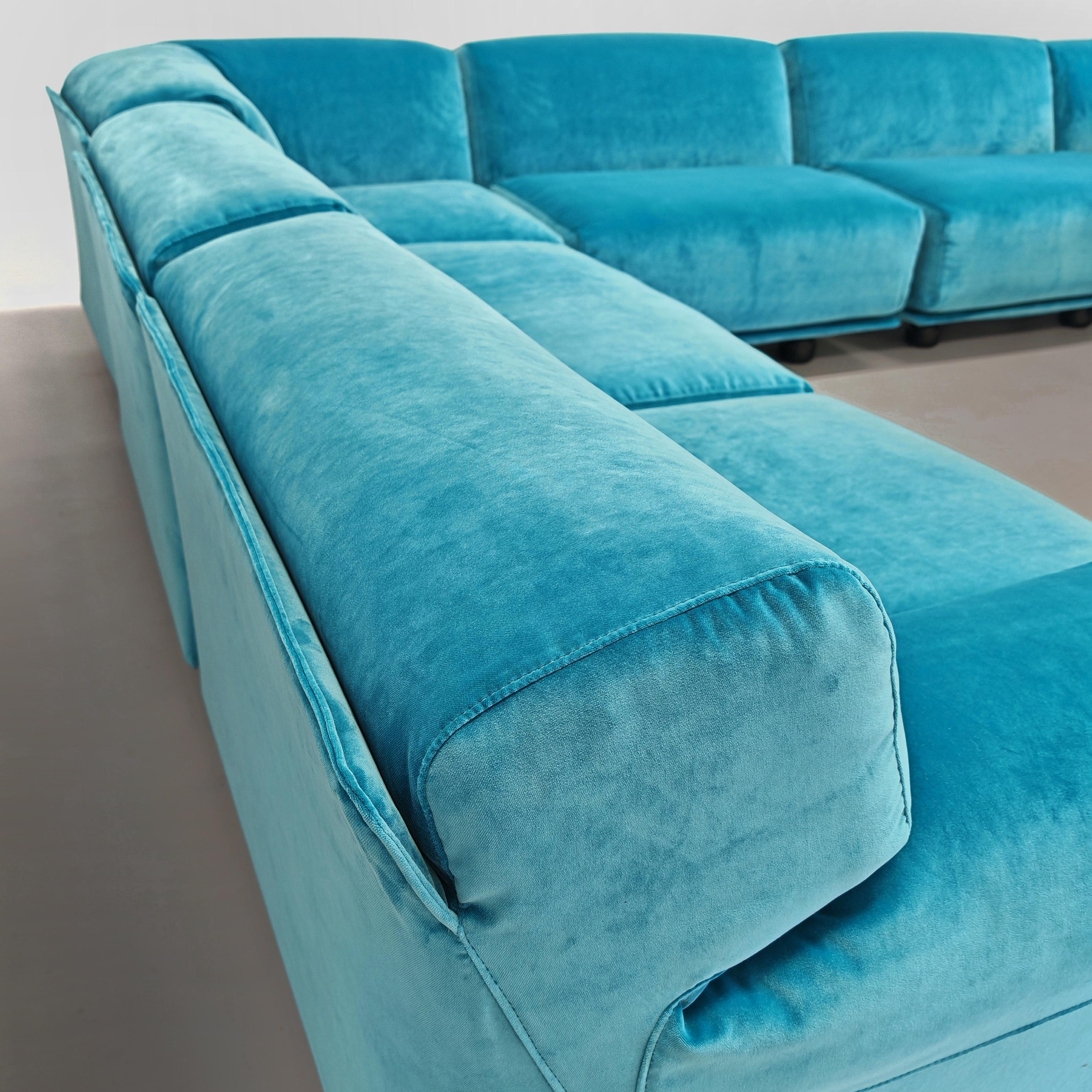 Sofá modular grande azul  Cassina Fiandra - Magistretti 80s 5