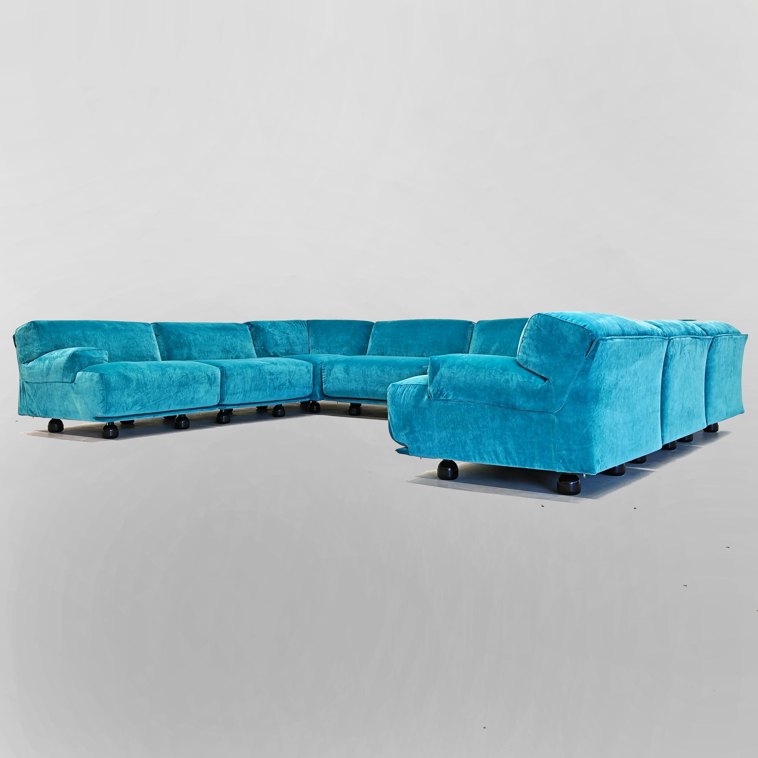 Sofá modular grande azul  Cassina Fiandra - Magistretti 80s 6