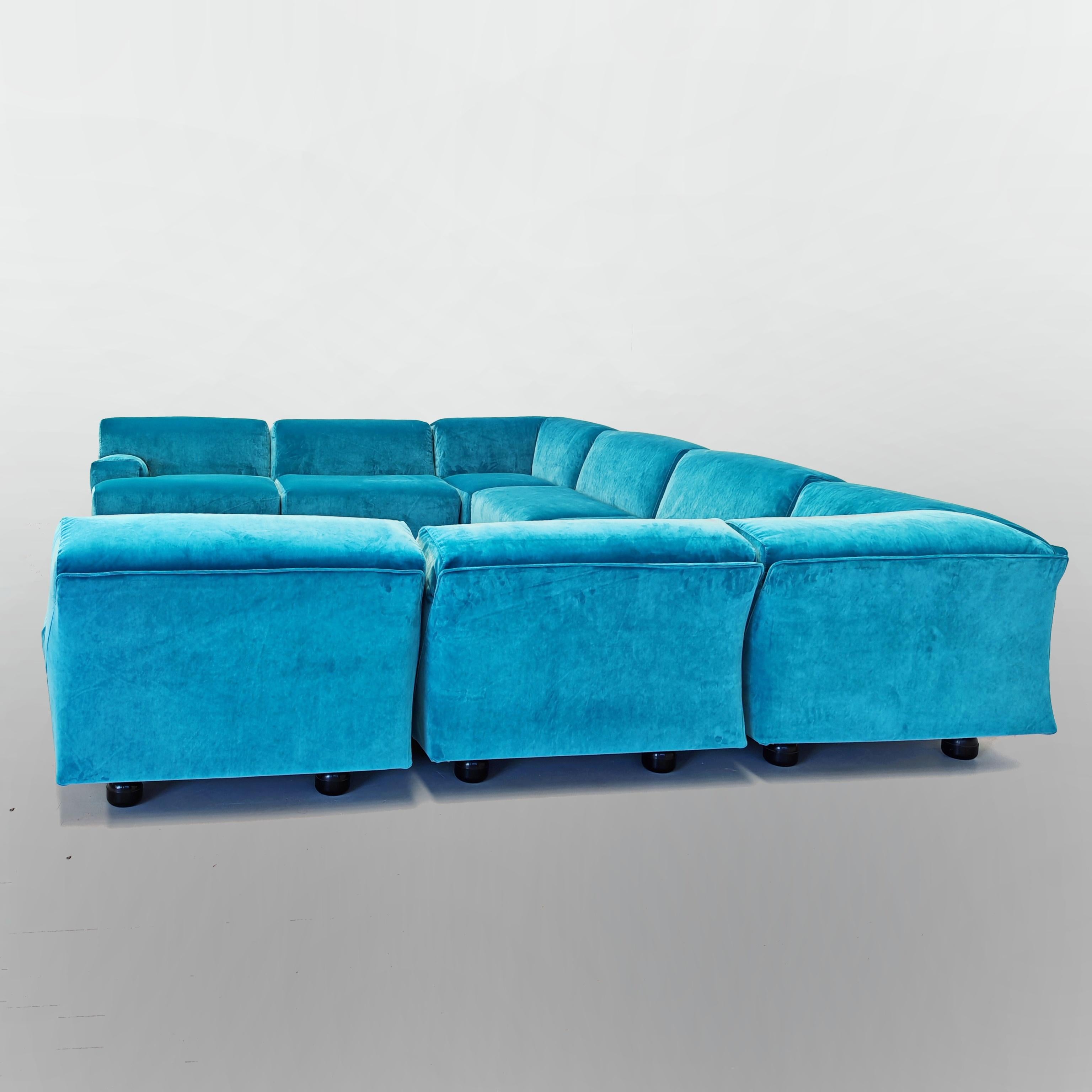 Sofá modular grande azul  Cassina Fiandra - Magistretti 80s 8