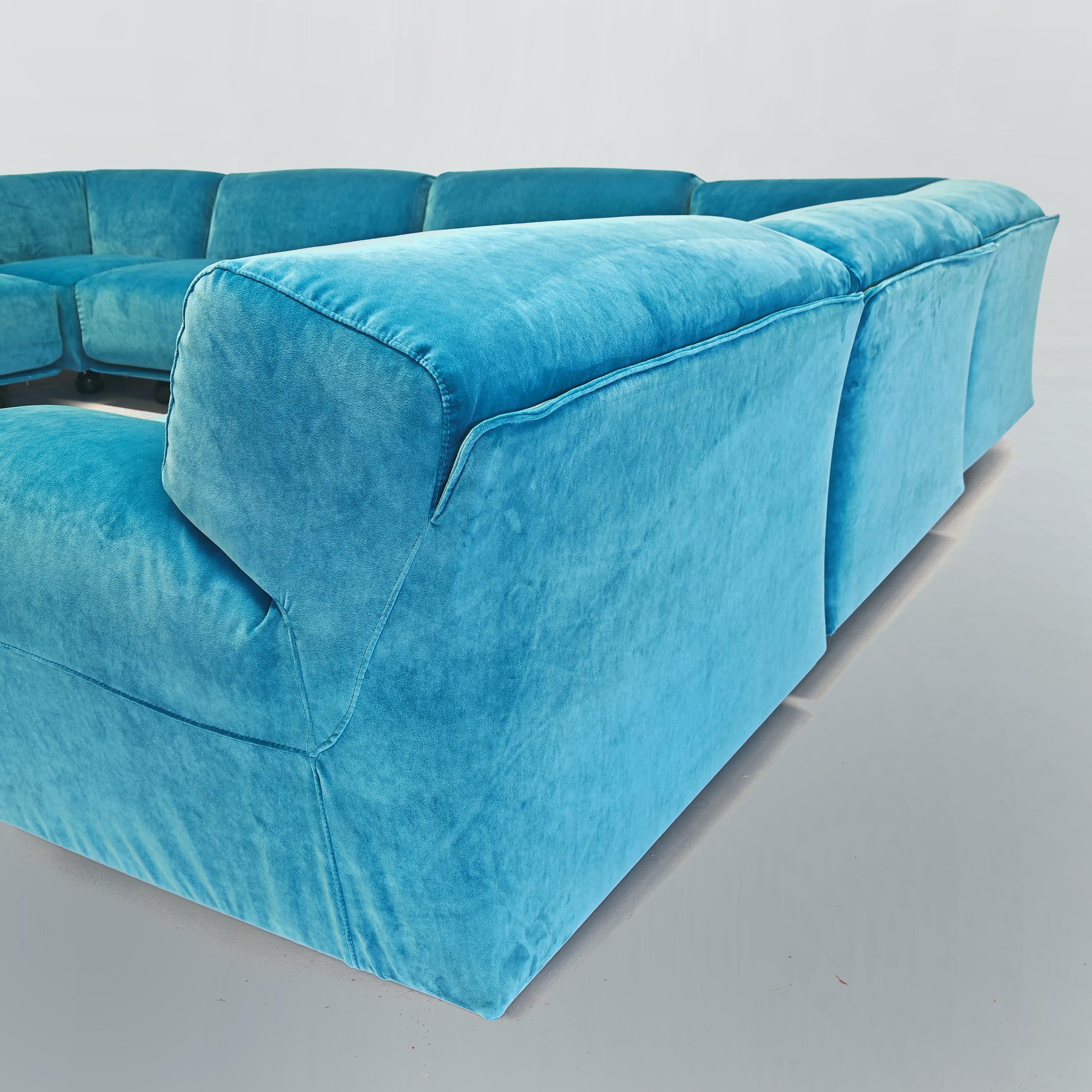 Sofá modular grande azul  Cassina Fiandra - Magistretti 80s 20th Century