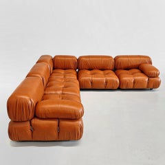 Large Modular Camaleonda sofa cognac-colored leather M.Bellini original 70s
