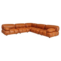 Large Modular Camaleonda sofa cognac-colored leather M.Bellini original 70s