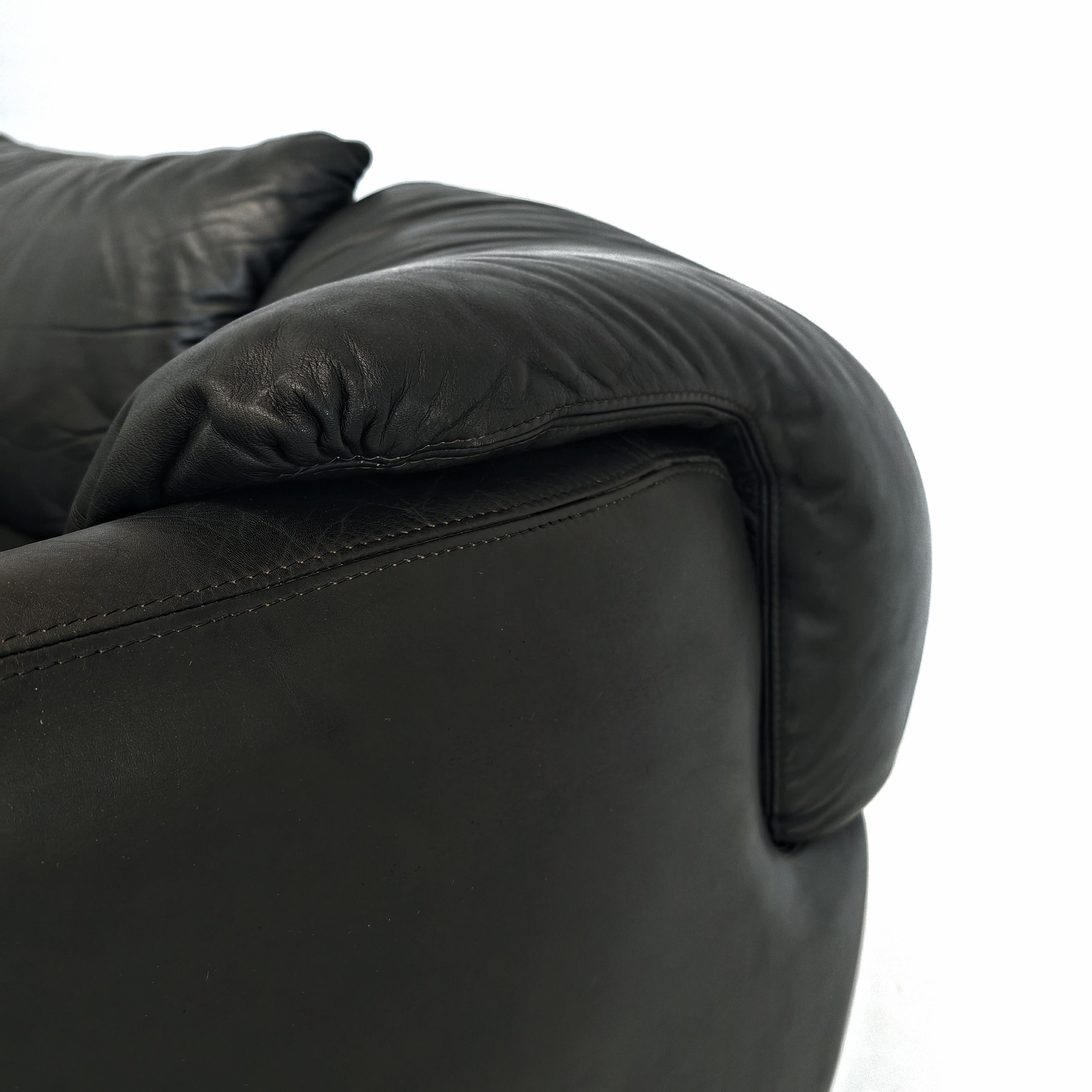 Grand canapé modulable en cuir noir 'Confidential' A.Roselli  pour Saporiti 70s en vente 10