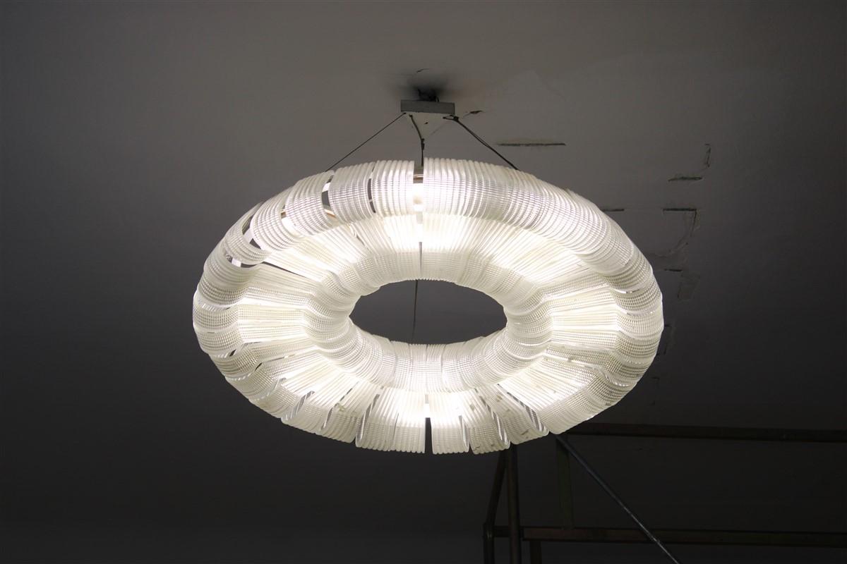 Grande e raro Lampadario in Murano Venini Carlo Scarpa 1930 Donut Made in Italy in vendita 3