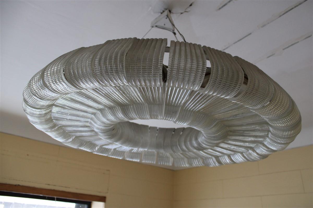 Grande e raro Lampadario in Murano Venini Carlo Scarpa 1930 Donut Made in Italy in vendita 4