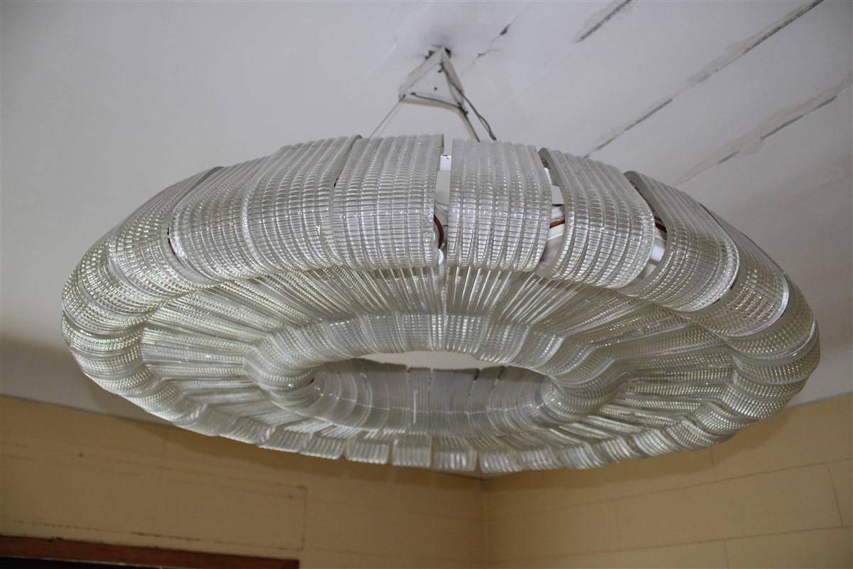 Grande e raro Lampadario in Murano Venini Carlo Scarpa 1930 Donut Made in Italy in vendita 5