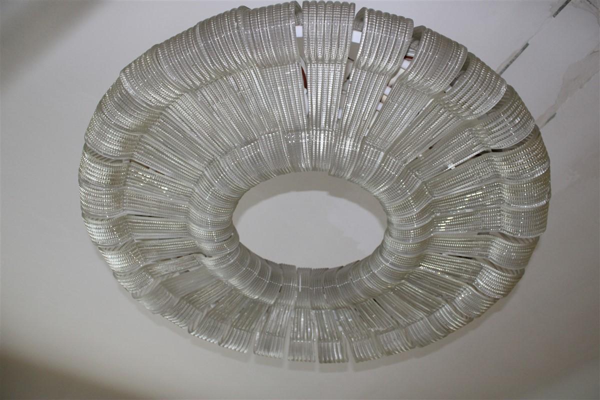 Grande e raro Lampadario in Murano Venini Carlo Scarpa 1930 Donut Made in Italy in vendita 6