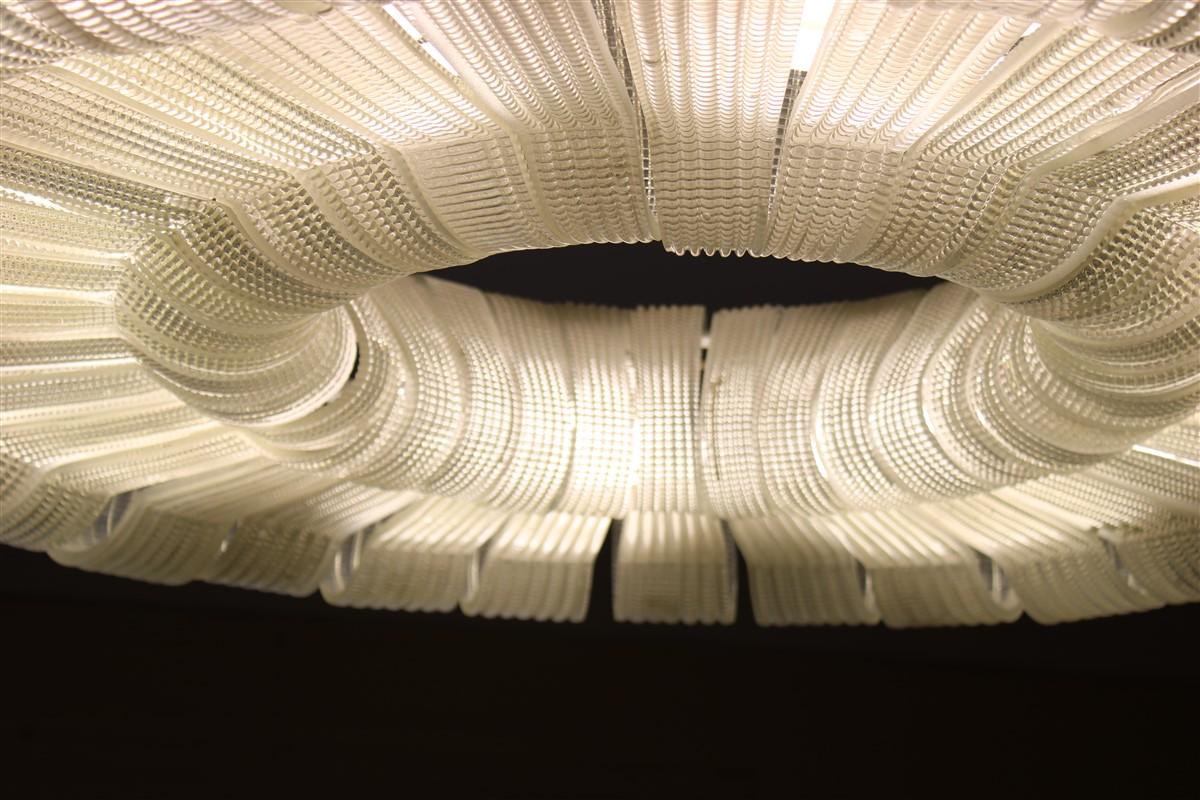 Grande e raro Lampadario in Murano Venini Carlo Scarpa 1930 Donut Made in Italy in vendita 7