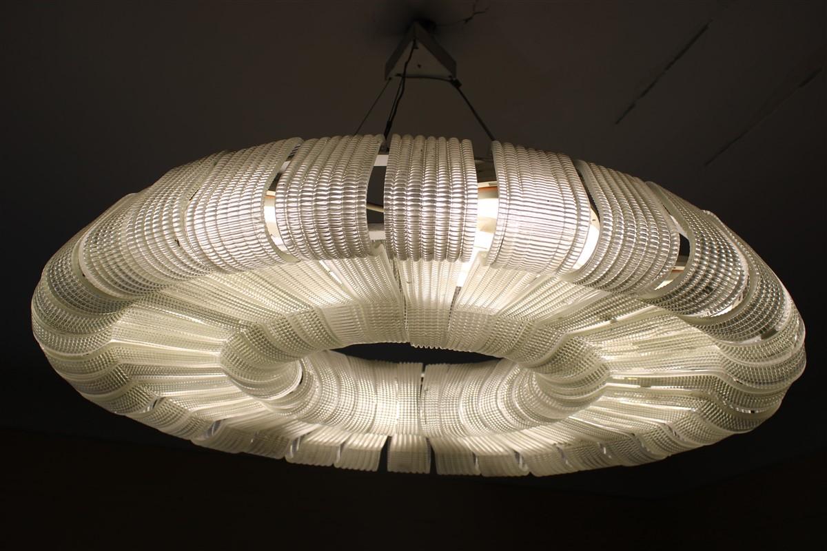 Grande e raro Lampadario in Murano Venini Carlo Scarpa 1930 Donut Made in Italy in vendita 9