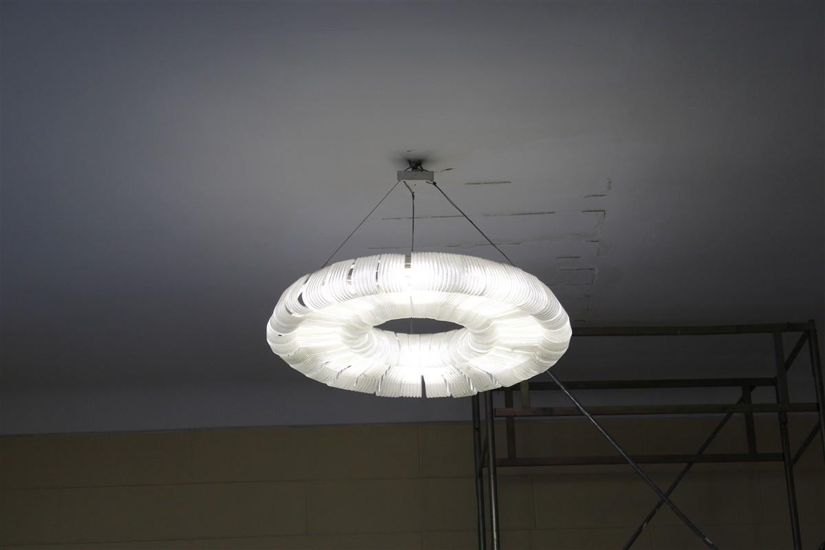 Grande e raro Lampadario in Murano Venini Carlo Scarpa 1930 Donut Made in Italy in vendita 2