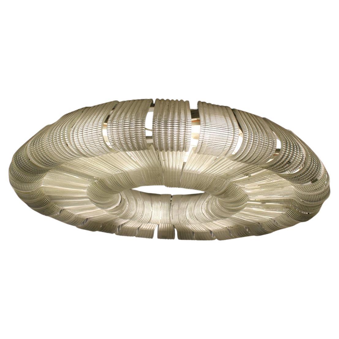 Grande e raro Lampadario in Murano Venini Carlo Scarpa 1930 Donut Made in Italy in vendita