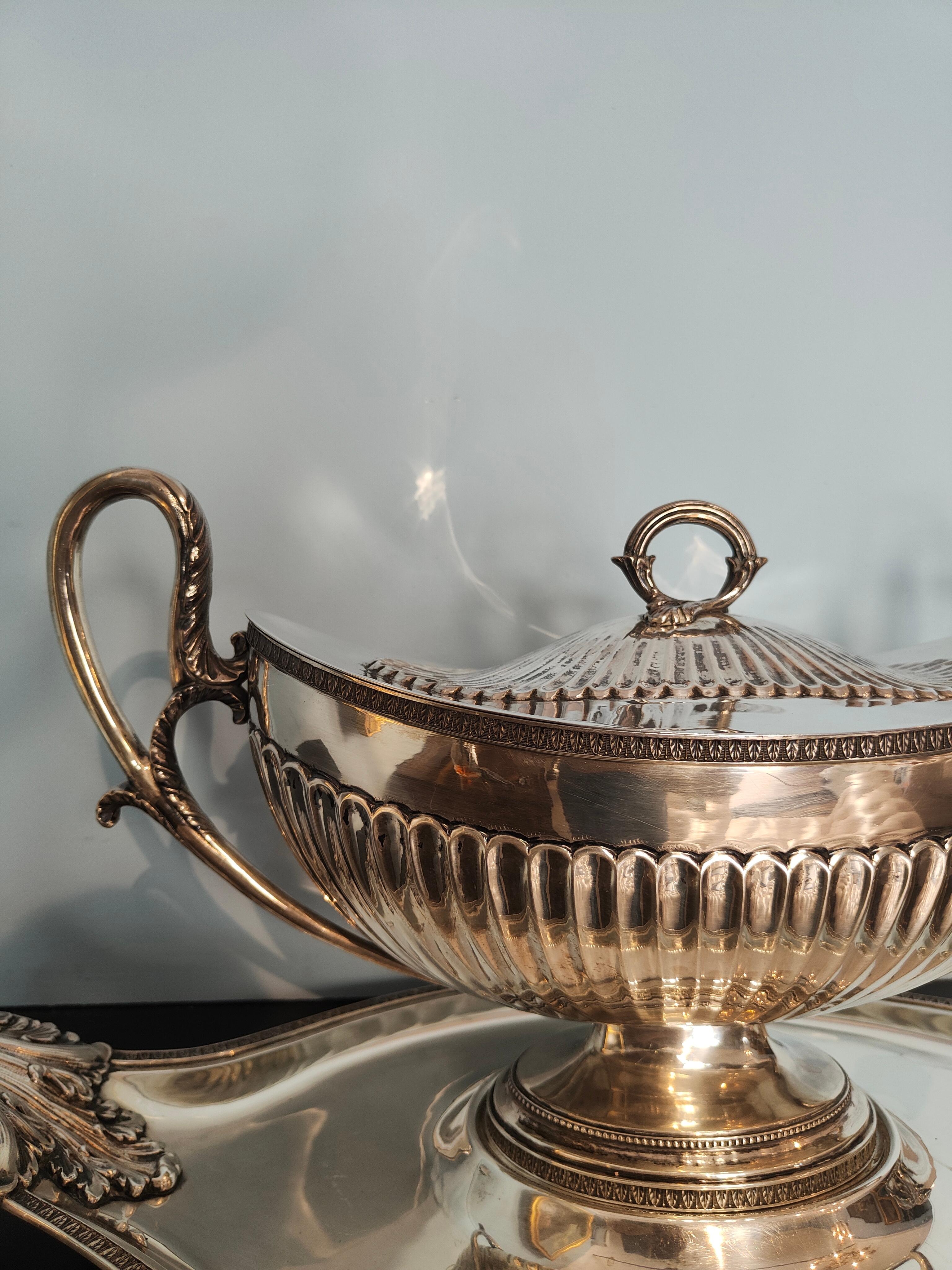 Large and elegant silver soup tureen / centerpiece 2