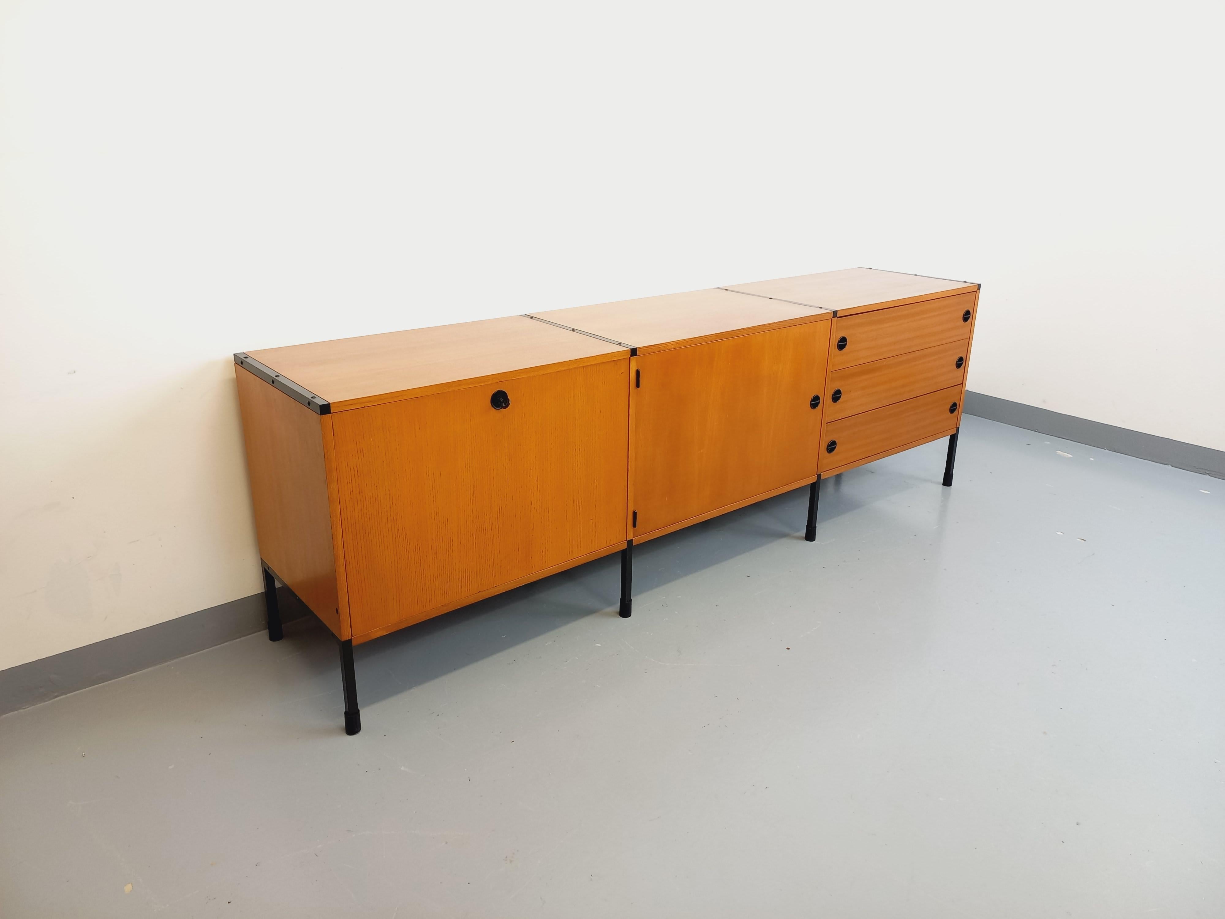 Grande enfilade basse moderniste vintage ARP Minvielle Guariche Mortier Motte im Angebot 10