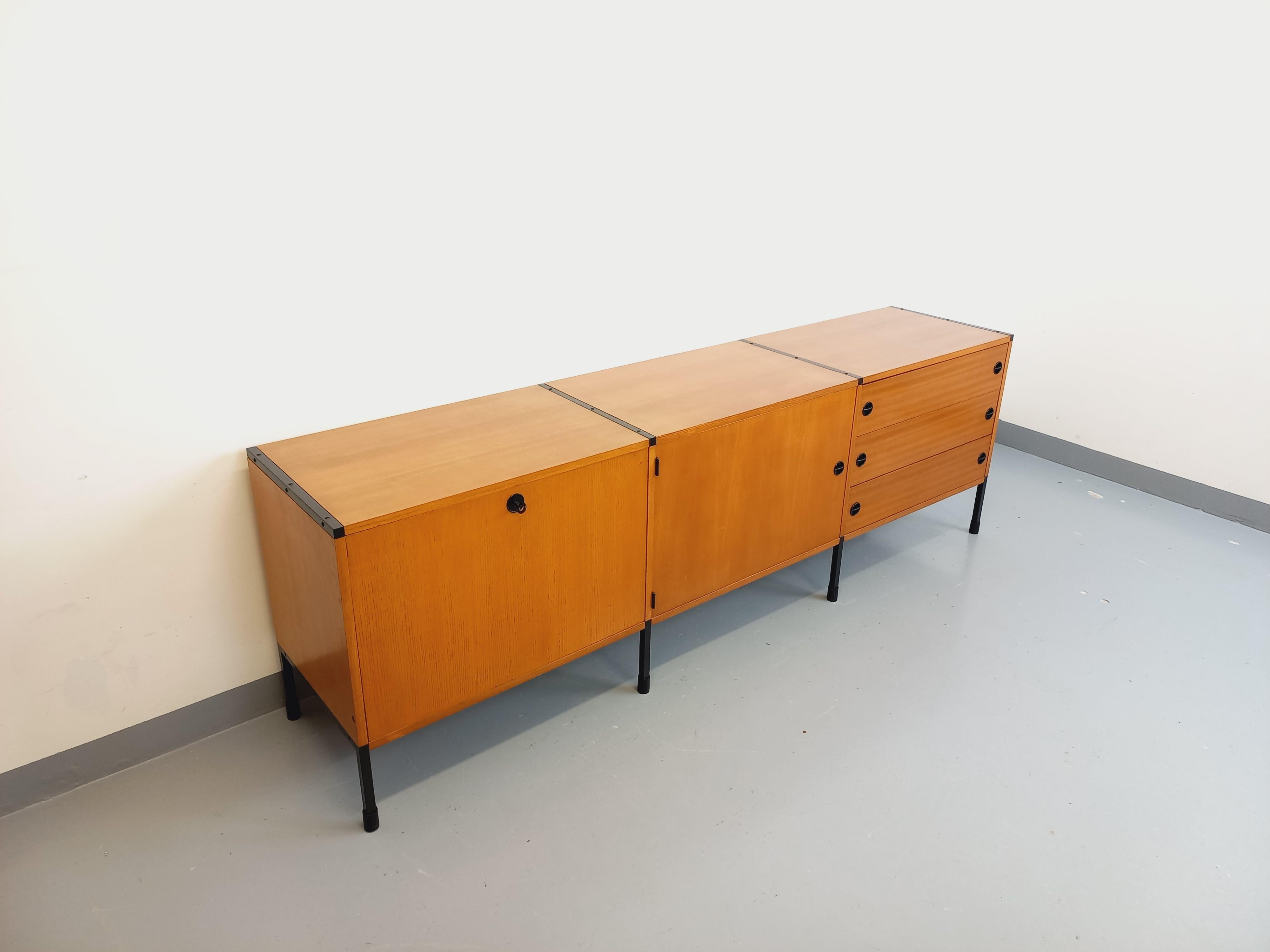 Grande enfilade basse moderniste vintage ARP Minvielle Guariche Mortier Motte (Achat) im Angebot