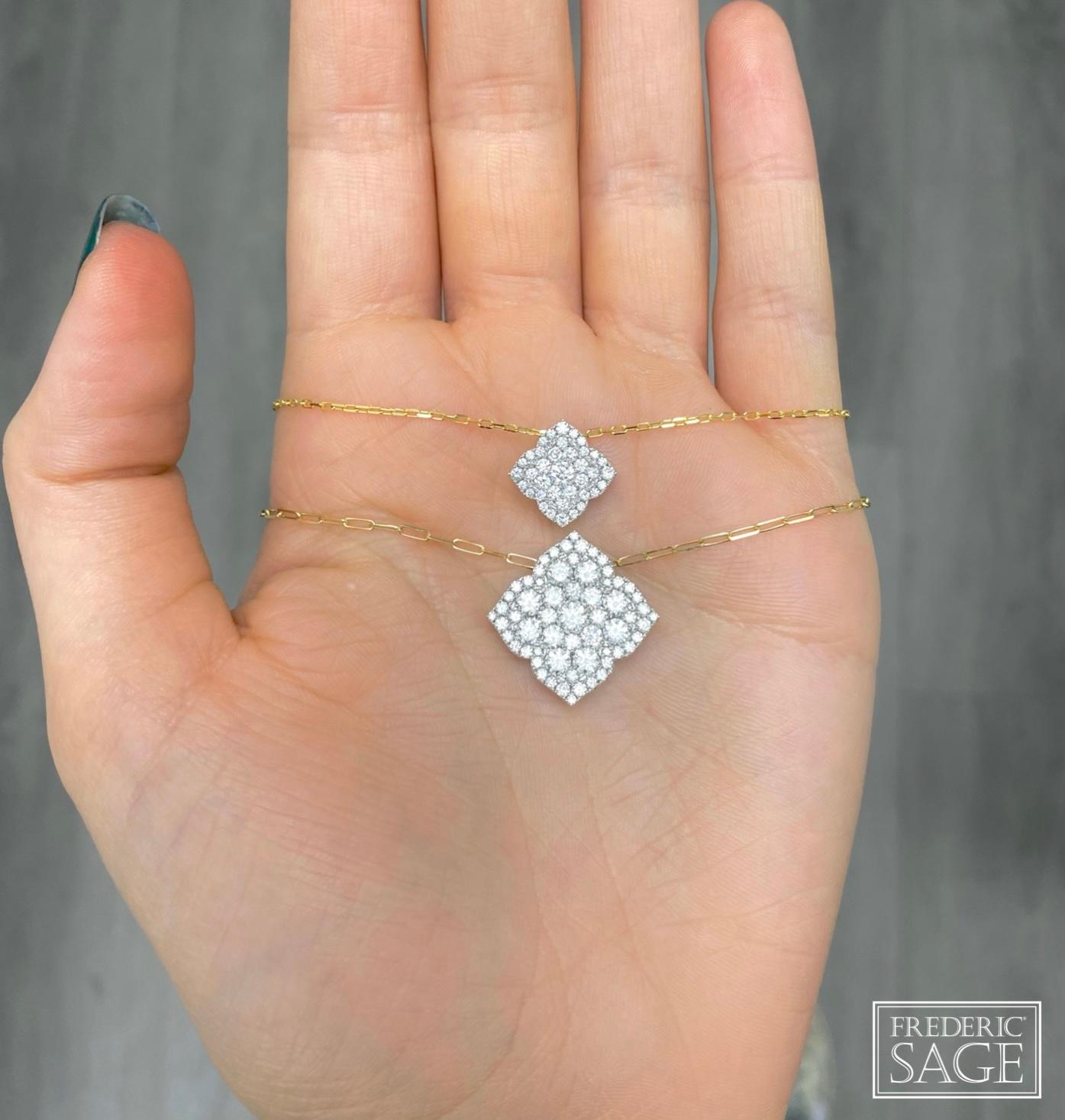 Women's Grande Fleur D’amour All Diamond with Chain Pendant Necklace For Sale