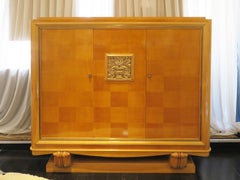 Grande French Art Deco Sycamore Cabinet attributed to Jean Desnos