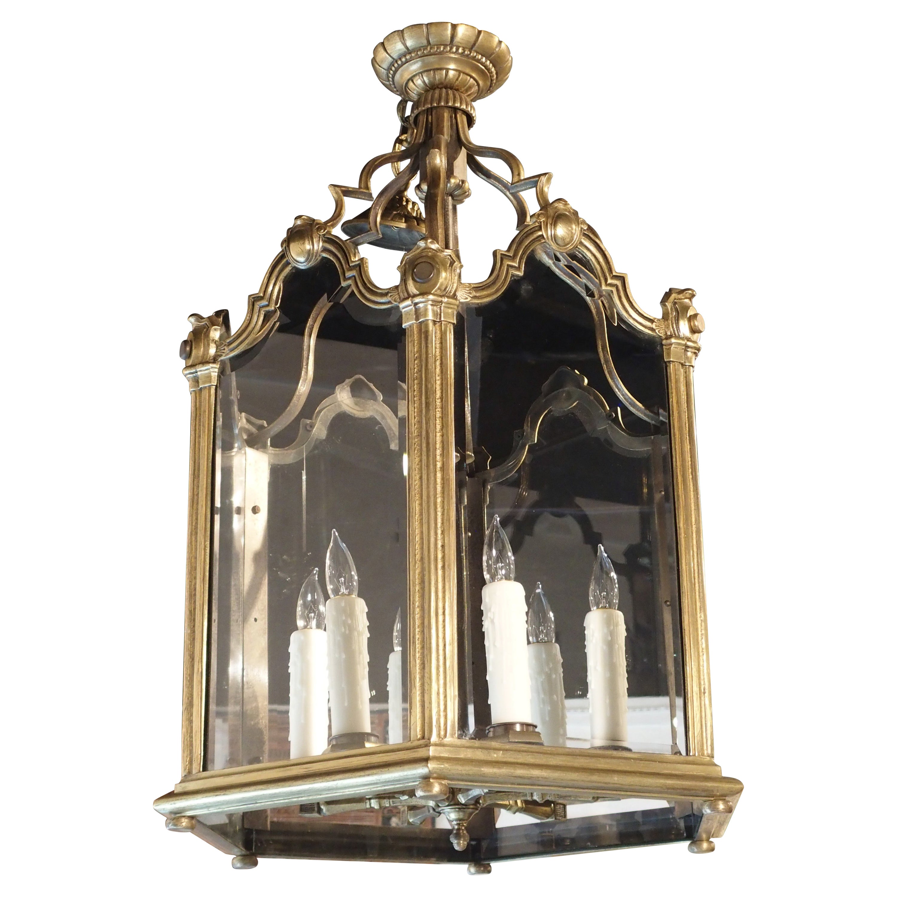Grande Französische Laterne aus Bronze und Glas im Louis-XV-Stil, um 1890